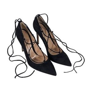 Black Gianvito Rossi Femi Suede Lace-Up Pumps 4.5"
